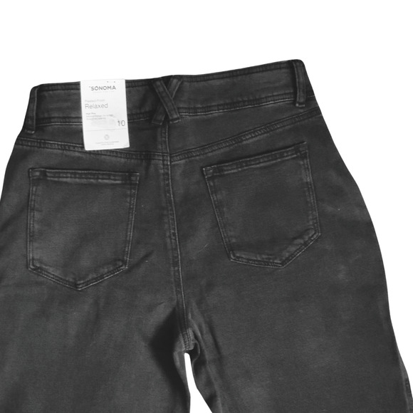 Black Pleated-Front Relaxed High Rise Ankle Jeans Sz 10 - Picture 3 of 9